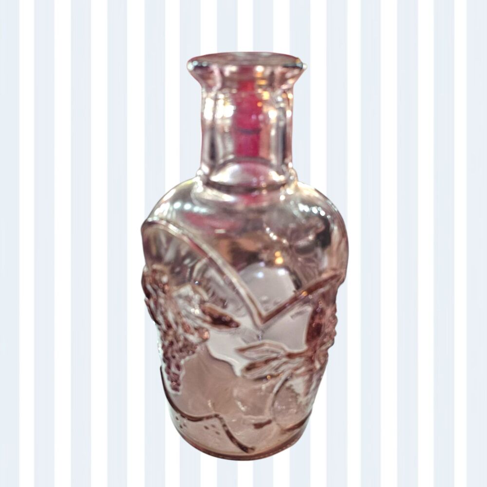 Libbey purple glass fruit embossed bottle